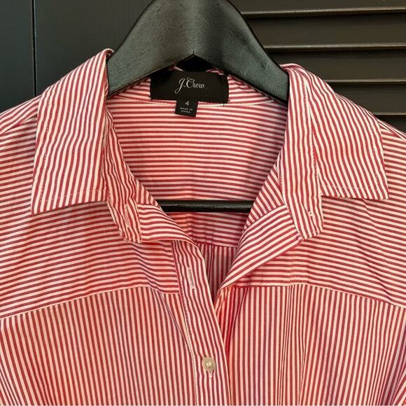 J. Crew Preppy Summer Red and White Striped Women’s Shirtdress, Size 4 - Picture 8 of 16
